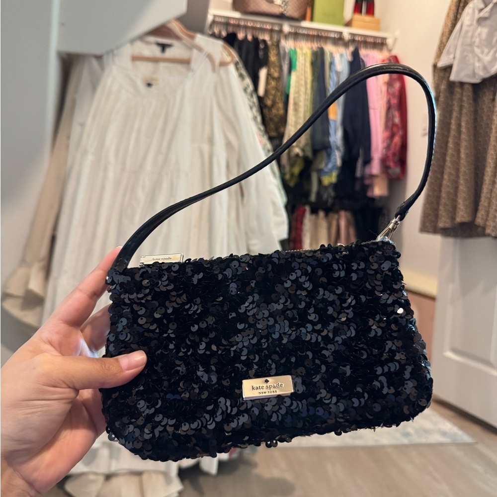 Kate Spade Black Sequin Clutch